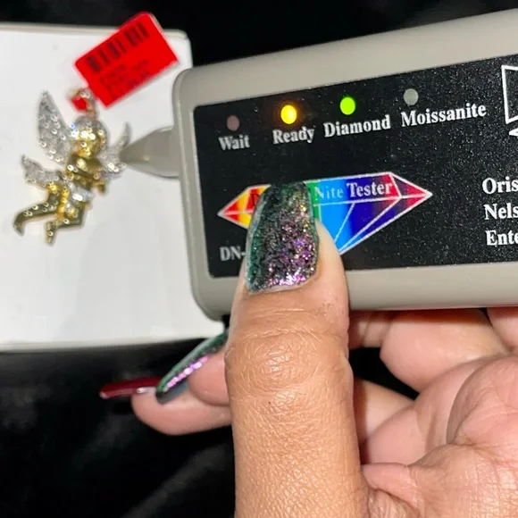 Real diamond.55ct custom made angel pendant charm gold  vermeil best gift ever - Picture 3 of 8